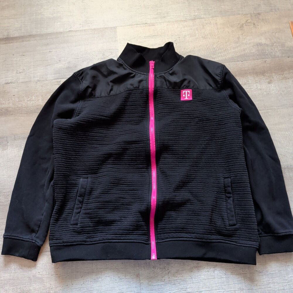 T-Mobile Ribbed Employee Jacket Women's2XL Black Pink Full Zip